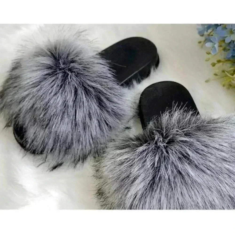 NEW Super cute Faux Fur Slides - Cozy Gray! - Picture 5 of 7